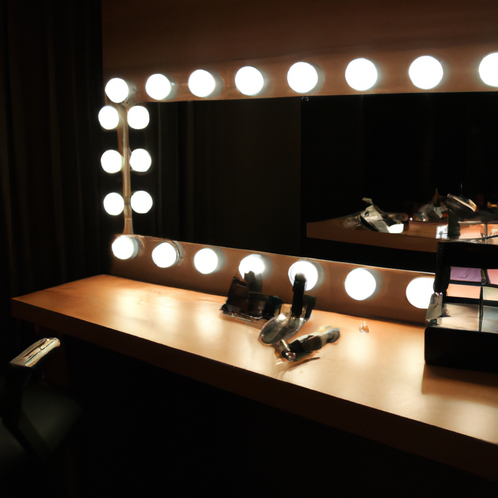 깔끔한 메이크업 테이블과 조명 거울, 스튜디오 시설
