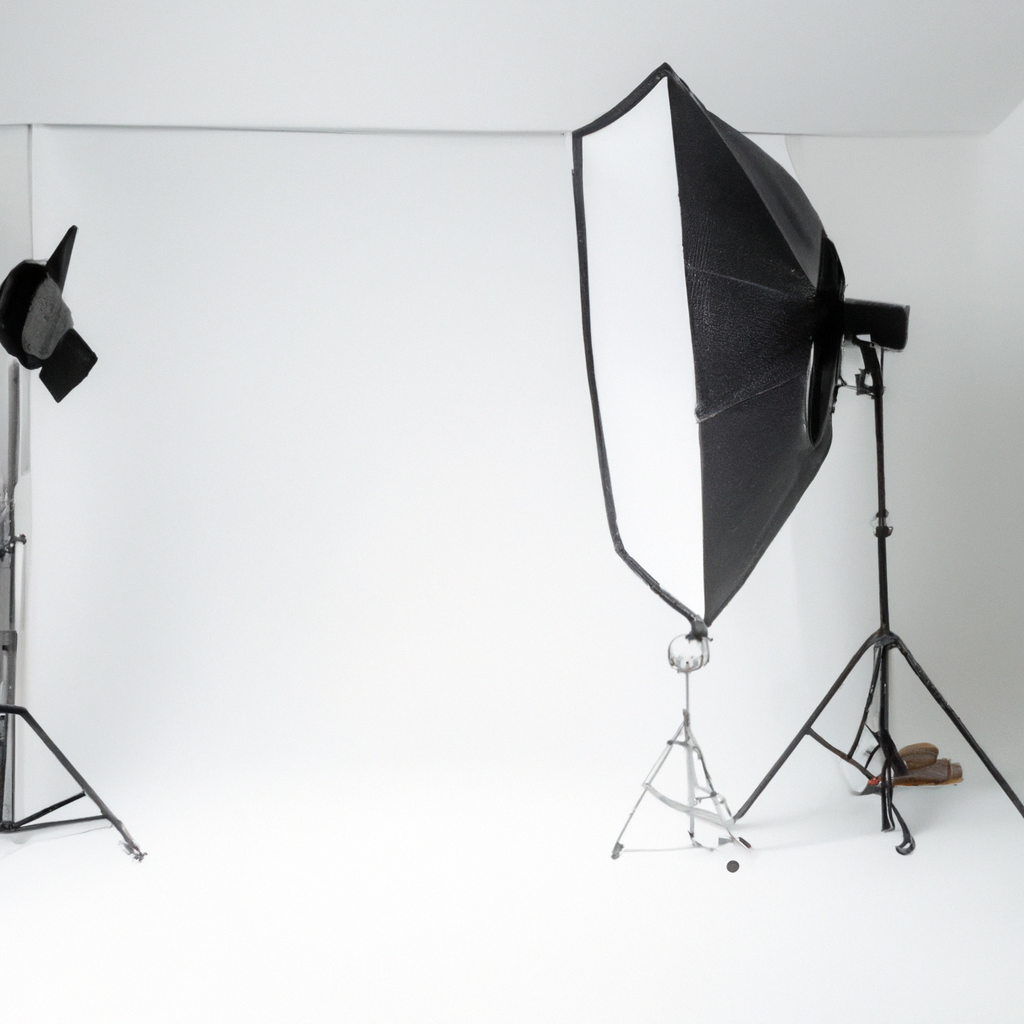 화이트 사이클로라마 스튜디오, 소프트박스와 C스탠드, 장비 배치